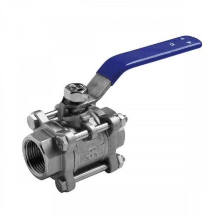Valvula de esfera 3 piezas paso total a/inox. A-316 con rosca 1-1/2" PN-63