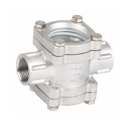 Mirilla de turbulencia doble cristal a/inox. A-316 con rosca 1-1/4" PN-16