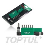 Juego puntas torx inviolable con portapuntas 1/4'' 8 pz. Toptul (T10,T15,T20,T25,T27,T30,T40)  GAAL0801
