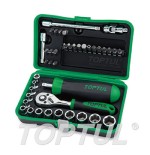 Juego llaves carraca 41 pz. vasos puntas  Toptul 1/4" GADW4101