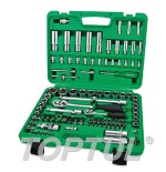 Maleta llaves carraca 108 pz. vasos puntas  Toptul 1/4"+1/2" GCAI108R