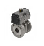 Valvula de esfera 2 piezas a/inox. A-316 con bridas DN-80 y actuador neumatico doble efecto