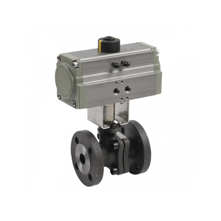 Valvula de esfera 2 piezas cuerpo acero bola a/inox. con bridas DN-20 y actuador neumatico simple efecto Valvula de esfera 2 piezas cuerpo acero bola a/inox. con bridas DN-20 y actuador neumatico simple efecto