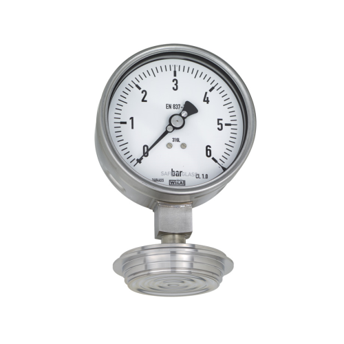 Manometro Wika 233.50.100 D-100 mm. 0...10 bar con sello separador inferior Varivent Forma N 68 mm. codigo 45905384
