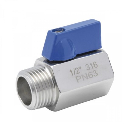 Minivalvula de esfera paso reducido a/inox. A-316 con rosca 3/4" M-H PN-63