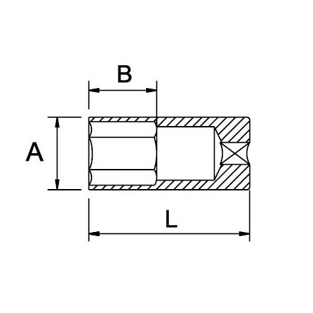 Llave de vaso 3/4" serie larga acero inoxidable Ega Master 1-1/8" 6 cantos codigo 38772