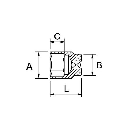 Llave de vaso 3/8" acero inoxidable Ega Master 1/2" 6 cantos codigo 38293