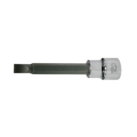 Punta atornilladora con vaso Ega Master 1/4" larga punta plana 1x5,5 mm. codigo 53016