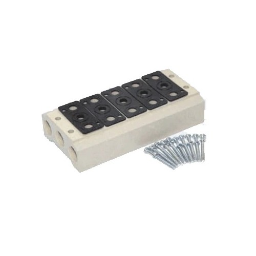 Placa base 5 elementos Airtac serie serie 100 diametro rosca mm. carrera 1/8" mm. G codigo 100M5FG