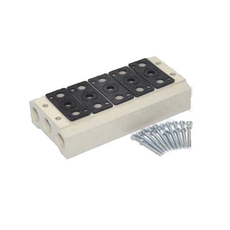 Placa base 6 elementos Airtac serie serie 100 diametro rosca mm. carrera 1/8" mm. G codigo 100M6FG