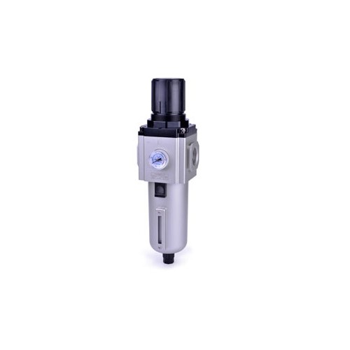 Filtro regulador Airtac serie 5 micras diametro 3/4" mm. carrera con escuadra y manometro mm. fijo codigo GAFR600C20SWG