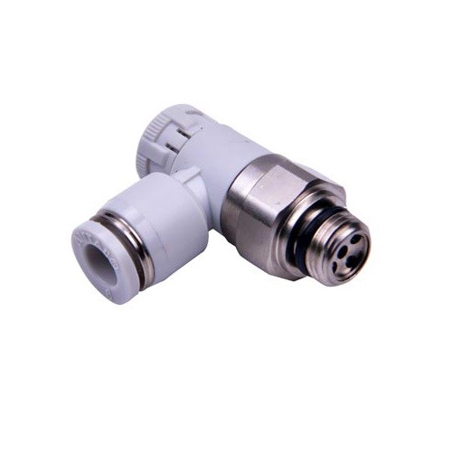 Regulador de caudal con bloqueo macho cilindrico-tubo Airtac D-8 1/4"G gris codigo GPTL802A
