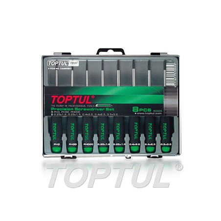 Juego 8 destornilladores precision Toptul varilla int. GAAW0804