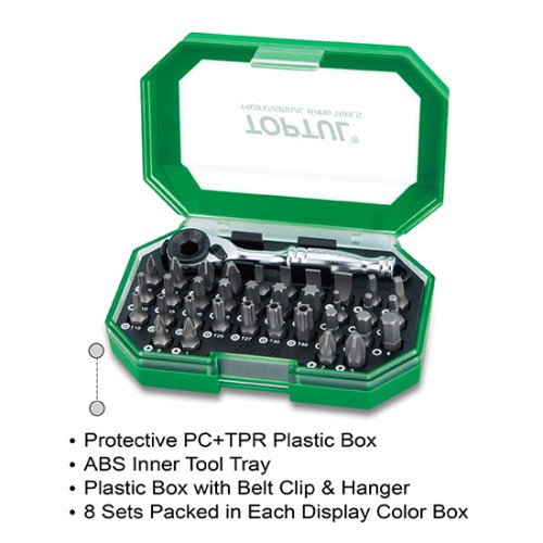 Juego puntas hexagonales con carraca mini 1/4'' Toptul 35 pz. GACW3503