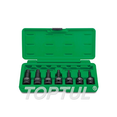 Juego llaves vaso impacto 1/2" punta hexagonal Toptul 7 pz. GDAI0702