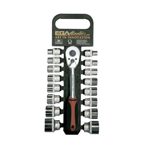 Juego de llaves de vaso 3/8" con punta atornilladora Ega Master 30 ud. codigo 58705