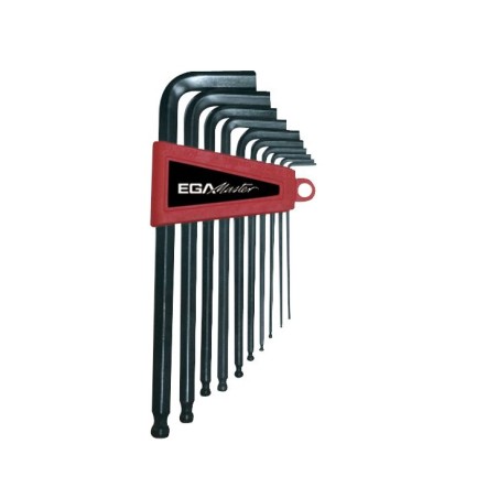 Juego de llaves hexagonales de bola Ega Master 10 ud. serie larga 1/16"-3/8" codigo 61495