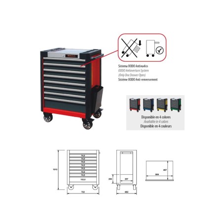 Armario carro de herramientas Ega Master 8 cajones color rojo codigo 50977