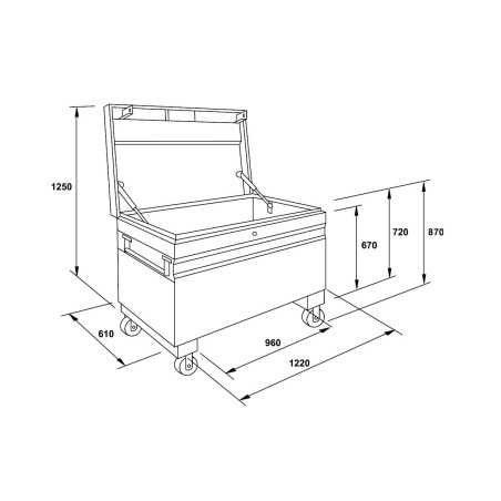Arcon metalico con ruedas Ega Master 1220x610x870 mm. codigo 50991