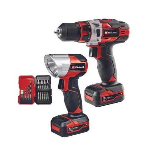 Kit taladro y linterna Einhell TE-CD 12/1 Li +22+CL (2x2.0Ah) 12 V. articulo 4513598