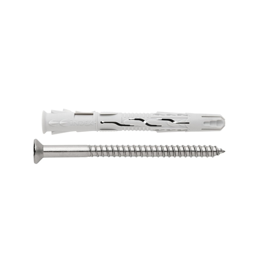 Taco de nylon inoxidable A4 cabeza avellanada Index 10 x 80 D-10 TNXA410080 Taco de nylon inoxidable A4 cabeza avellanada Index 10 x 80 D-10 TNXA410080