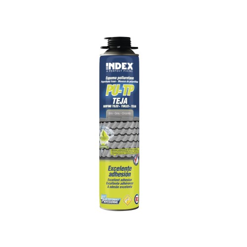 Espuma de poliuretano tejas color gris aplicacion con pistola Index 750 ml. PUTP750