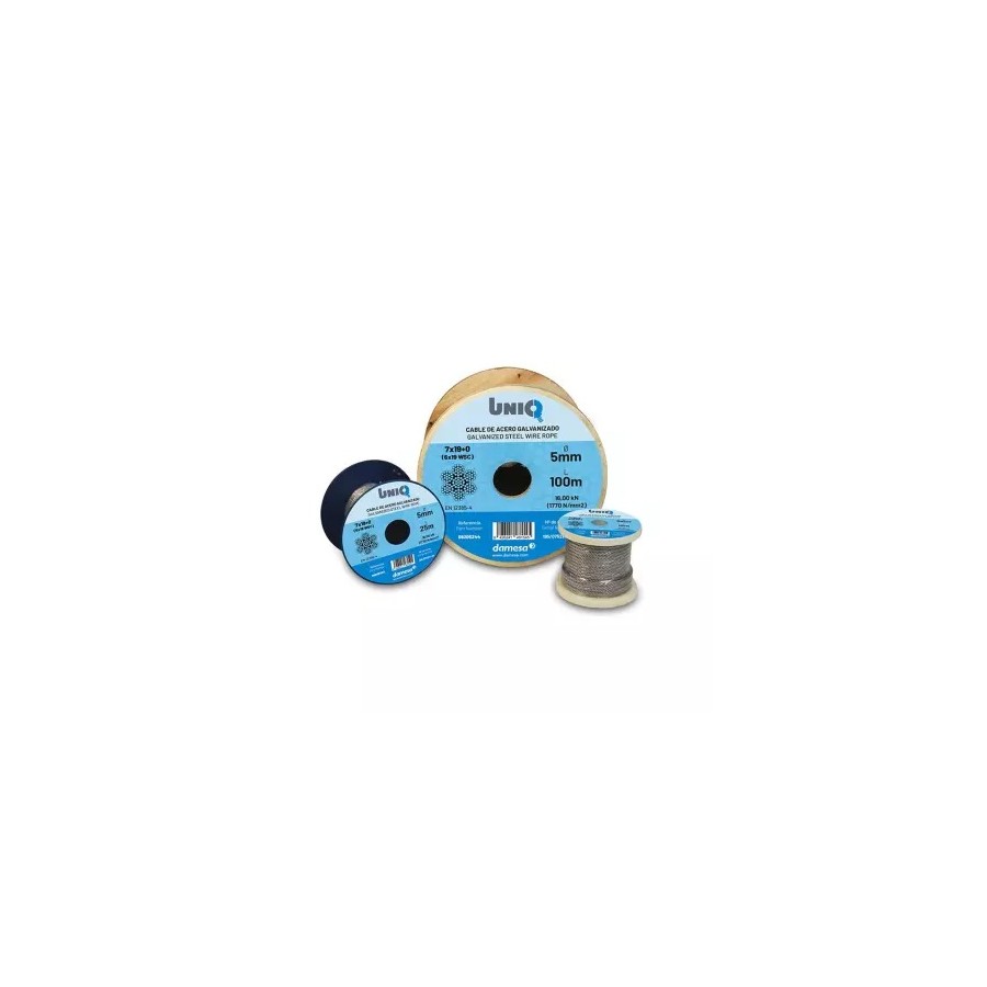 Carrete cable de acero galvanizado 7x19 + 0 3 mm. 50 metros Carrete cable de acero galvanizado 7x19 + 0 3 mm. 50 metros