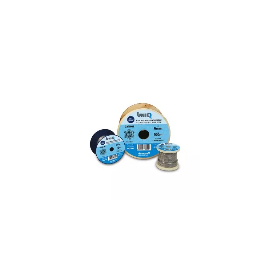 Carrete cable de acero inoxidable A-316 7x19 + 0 3 mm. 100 metros