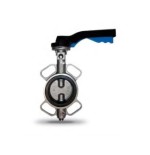 Valvula de mariposa wafer cuerpo a/inox. A-316 disco a/inox. A-316 asiento PTFE DN-65 PN-10/16 con reductor