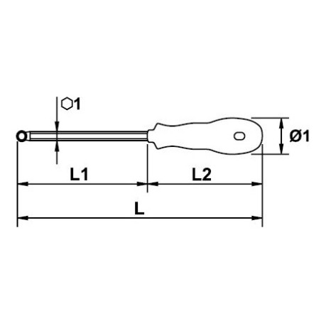 Destornillador punta esfera Ega Master 13/64" x 4" Mastertork codigo 55362
