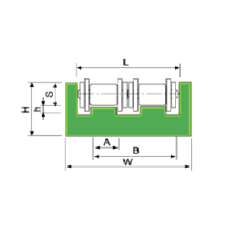 Perfil guia para cadena de rodillos doble 08B-2 tipo MUCD-2 paso 1/2"