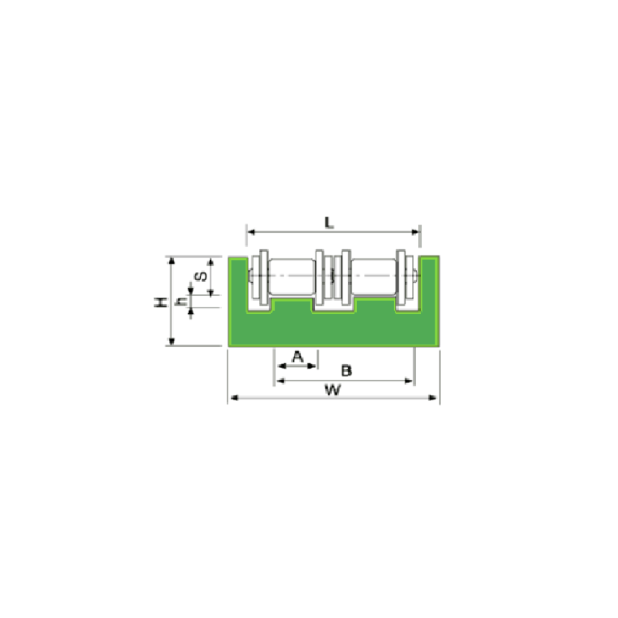 Perfil guia para cadena de rodillos doble 10B-2 tipo MUCD-3 paso 5/8" Perfil guia para cadena de rodillos doble 10B-2 tipo MUCD-3 paso 5/8"
