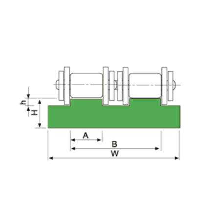 Perfil guia para cadena de rodillos doble 28B-2 tipo MD-8 paso 1-3/4"