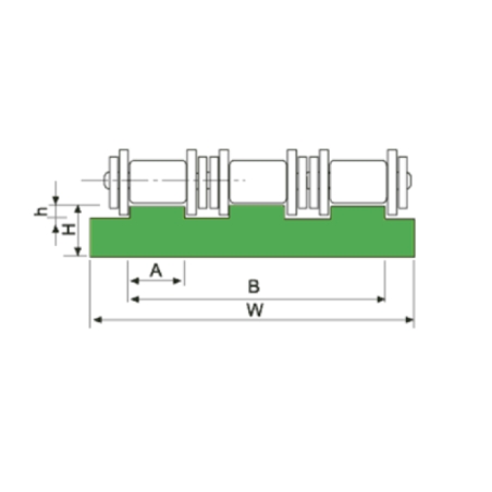 Perfil guia para cadena de rodillos triple 32B-3 tipo MT-9 paso 2"