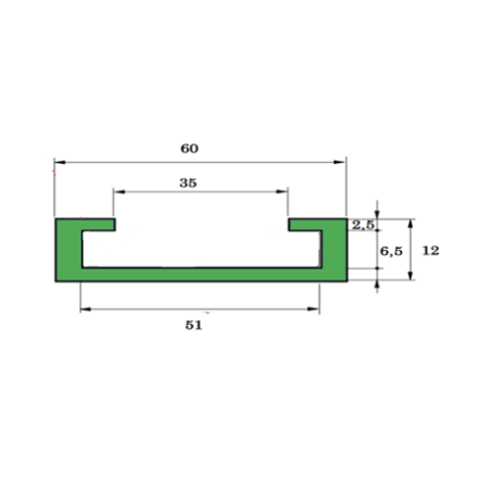 Perfil guia para pletina tipo "C" 6x50