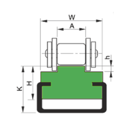 Perfil guia para cadena de rodillos simple 12B-1 tipo MTCG-4 paso 3/4"