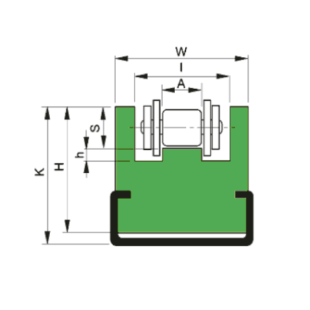 Perfil guia para cadena de rodillos simple 06B-1 tipo MUCCG-1 paso 3/8"