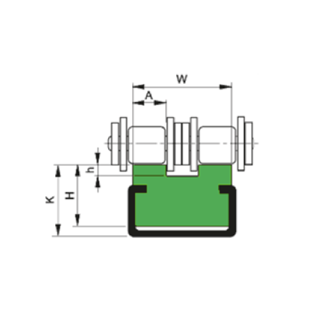 Perfil guia para cadena de rodillos doble 06B-2 tipo MTCGD-1 paso 3/8"