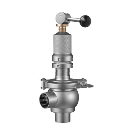 Valvula de alivio DIN soldar-soldar Inoxpa A-316L DN-50 EPDM FDA 0-3 bar con maneta