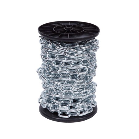 Cadena eslabon recto acero cincado 6 mm.