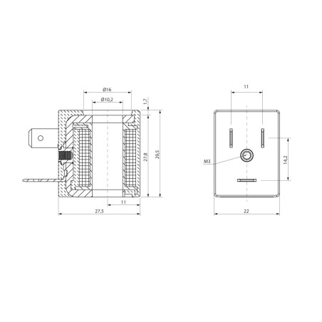 Bobina Aignep A3 talla 22 10 mm. 220 V. AC. 50/60 Hz. 7,5 VA. SOL10220A8000