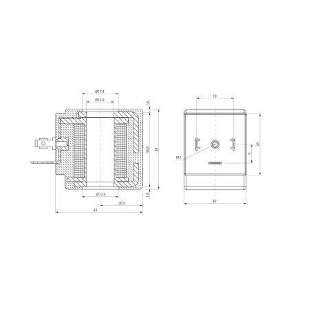 Bobina Aignep D2 talla 30 13 mm. 110 V. AC. 50/60 Hz. 21 VA. SOL20110AB000