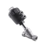 Valvula de asiento inclinado Aignep acero inoxidable 2/2 N.C. 1-1/4" con actuador neumatico tecnopolimero X2YXF10800