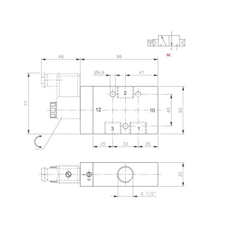 Electrovalvula inox. monoestable Aignep 3/2 N.C. 1/2" retorno X1VS43NC05