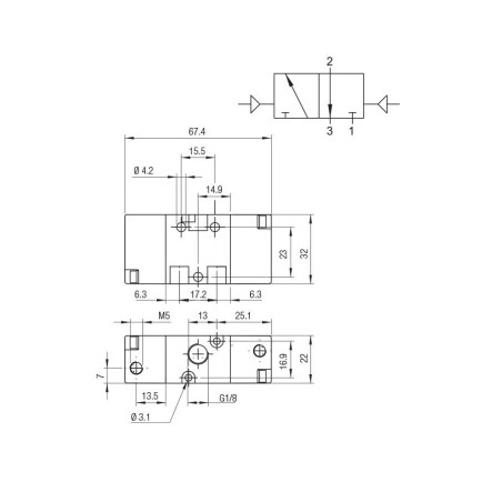 Valvula biestable Aignep 3/2 1/8" 2 posiciones fijas 01VP130002