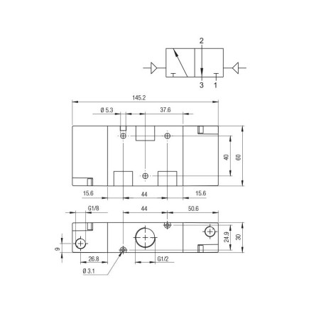 Valvula biestable Aignep 3/2 1/2" 2 posiciones fijas 01VP130005
