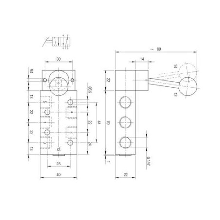 Valvula de palanca inox. biestable Aignep 5/2  1/4"  X1VL150003