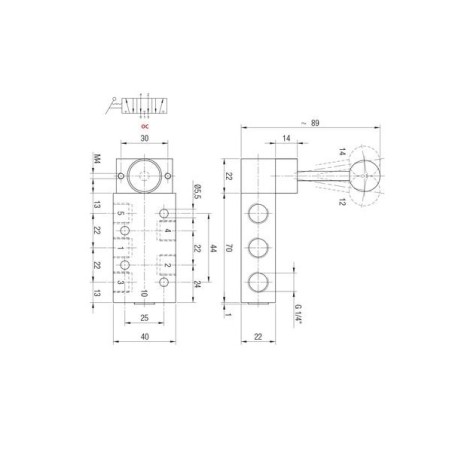 Conector Atex talla 22 Aignep negro 2P+T   CONX100001