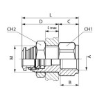 Racor recto intermedio pasatabiques hembra Aignep 12 1/2" M22X1 codigo 50055 12 1/2