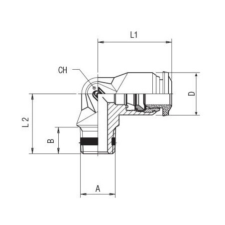 Racor codo macho conico Aignep 4 1/8" codigo 50100 4 1/8